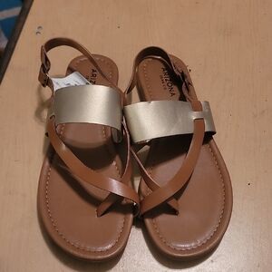 Arizona Jean Company Tan and Gold Sandals
